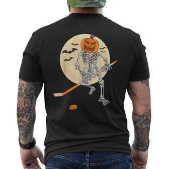 Skeleton Ice Hockey Halloween Cool Pumpkin Boys Men's T-shirt Back Print - Thegiftio UK