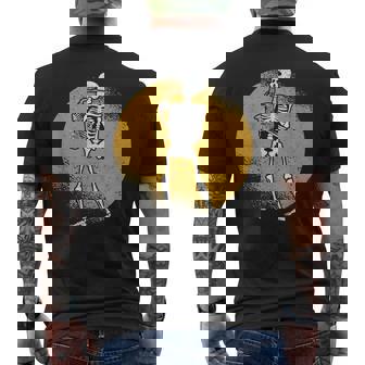Skeleton Playing Saxophone Jazz Halloween Music Spooky Scary Halloween Men's T-shirt Back Print | Mazezy