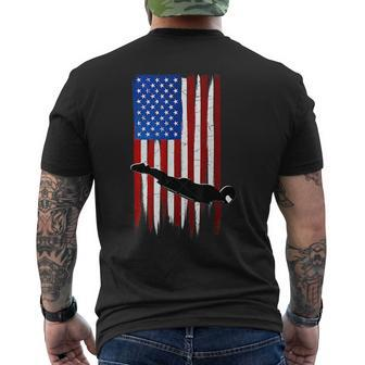Skeleton Sled Distressed American Flag Mens Back Print T-shirt | Mazezy