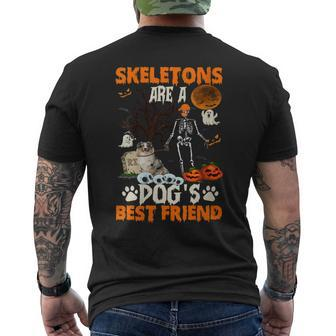 Skeletons Australian Shepherd Is Friends Funny Halloween Mens Back Print T-shirt | Mazezy