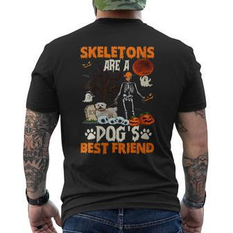 Skeletons Bichon Frise Is Friends Funny Halloween Costume Mens Back Print T-shirt | Mazezy