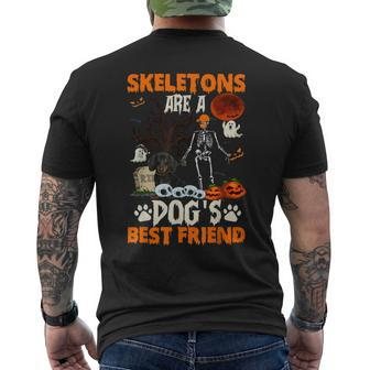 Skeletons Dachshund Is Friends Funny Halloween Costume Mens Back Print T-shirt | Mazezy