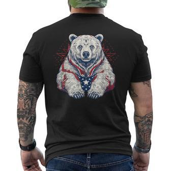 Sketchy White Grizzly Patriotic Bear 4Th Of July Stars Patriotic Funny Gifts Mens Back Print T-shirt | Mazezy