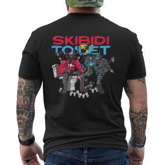 Skibidi Toilet Cameraman Speakerman Tvman Men's T-shirt Back Print - Seseable
