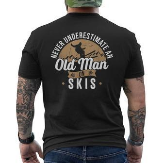 Skiing Skier Never Underestimate An Old Man On Skis Men's T-shirt Back Print | Mazezy