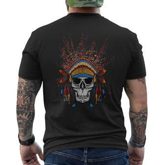 Skull And Headdress Native American Gift Indian Mens Back Print T-shirt | Mazezy UK