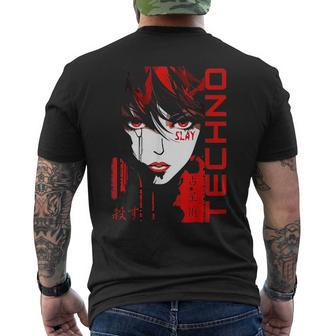 Slay The Scene Techno Anime Fusion For Music Festival Fans Mens Back Print T-shirt | Mazezy