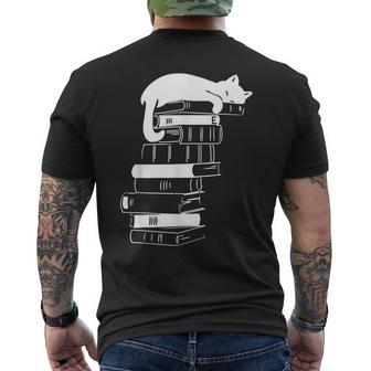 Sleep Cats Book Repeat Cat Book Lovers Reading Book Reading Funny Designs Funny Gifts Mens Back Print T-shirt | Mazezy