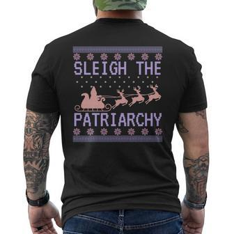 Sleigh The Patriarchy Feminist Ugly Christmas Sweater Meme Men's T-shirt Back Print | Mazezy UK
