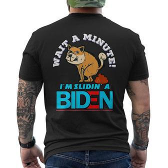 Slidin Biden Funny Dog Trump Political Sarcasm Mens Back Print T-shirt - Seseable