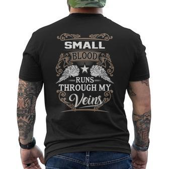 Small Name Gift Small Blood Runs Throuh My Veins Mens Back Print T-shirt - Seseable