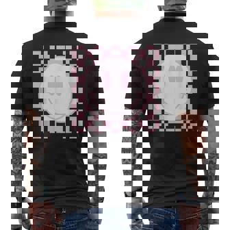 Smile Face Pink Vintage Checkered Pattern Retro Happy Face Mens Back Print T-shirt | Mazezy