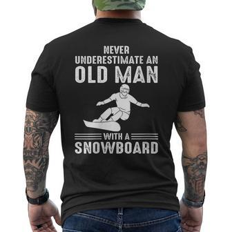 Snowboard Never Underestimate An Old Man With A Snowboard Men's T-shirt Back Print - Thegiftio UK