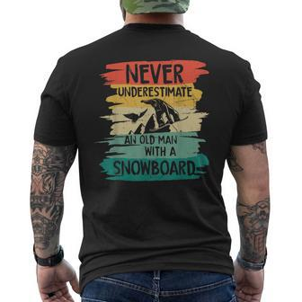 Snowboarding Never Underestimate An Old Man With A Snowboard Men's T-shirt Back Print - Seseable