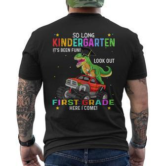 So Long Kindergarten Graduation Class 2023 Graduate Dinosaur Men's Back Print T-shirt | Mazezy