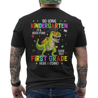 So Long Kindergarten Hello 1St Grade Graduation T Rex Boys Mens Back Print T-shirt | Mazezy