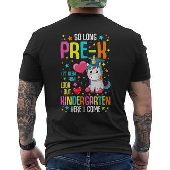 So Long Pre-K Kindergarten Here I Come Unicorn Graduation Mens Back Print T-shirt | Mazezy