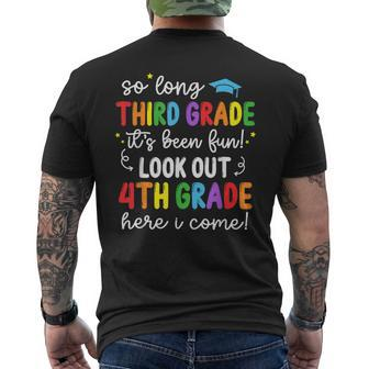 So Long Third Grade 4Th Grade Here I Come Graduation Kids Mens Back Print T-shirt | Mazezy