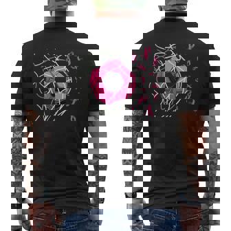 Soccer Ball In Goal Pink Ribbons Breast Cancer Awareness Day Men's T-shirt Back Print - Thegiftio