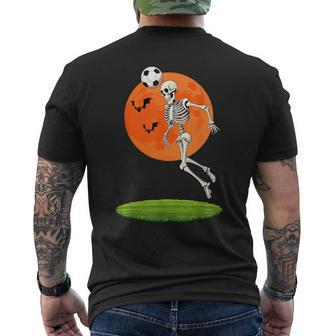 Soccer Skeleton Heading Ball Soccer Player Halloween Moon Men's T-shirt Back Print | Mazezy