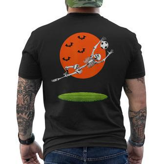 Soccer Skeleton Soccer Player Goalie Halloween Sports Moon Men's T-shirt Back Print - Monsterry