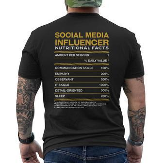 Social Media Influencer Nutrition Facts Content Creator Men's T-shirt Back Print | Mazezy
