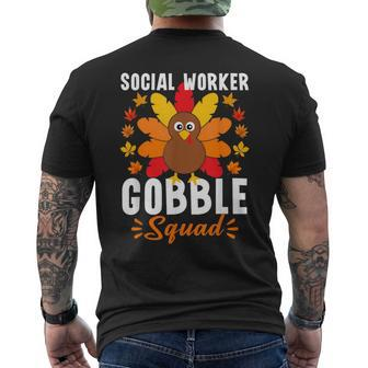 Social Worker Gobble Squad Turkey Thanksgiving Men's T-shirt Back Print | Mazezy