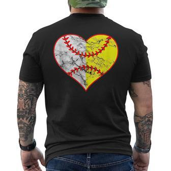 Softball Baseball Heart Mom Dad Women Mothers Day 2023 Gifts For Mom Funny Gifts Mens Back Print T-shirt | Mazezy DE