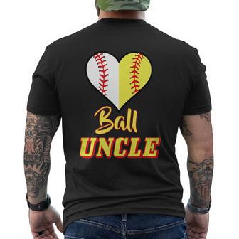Softball Baseball Uncle Proud Sport Fan Outfit Gift Mens Back Print T-shirt | Mazezy