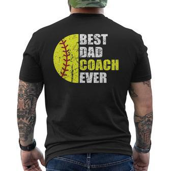 Softball Best Dad Coach Ever Retro Father Softball Coach Dad Mens Back Print T-shirt | Mazezy