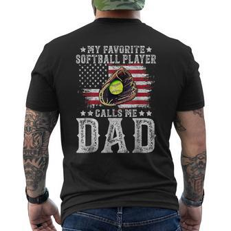 Softball Dad My Favorite Softball Player Calls Me Dad Gift Mens Back Print T-shirt - Thegiftio UK