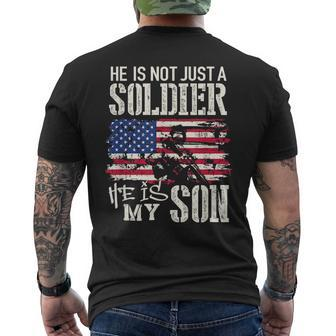 Soldier Army Dad He Not Just Soldier He Is My Son Usa Men's Back Print T-shirt | Mazezy