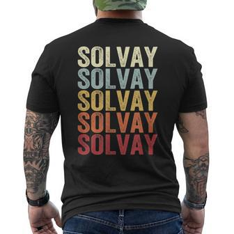 Solvay New York Solvay Ny Retro Vintage Text Men's T-shirt Back Print | Mazezy