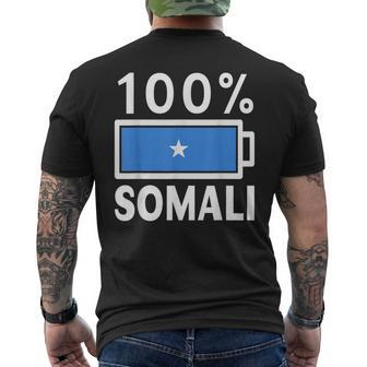 Somalia Flag 100 Somali Battery Power Men's T-shirt Back Print | Mazezy
