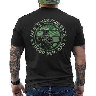 My Son Has Your Back Proud Military Police Dad Thin Mp Line Men's T-shirt Back Print | Mazezy