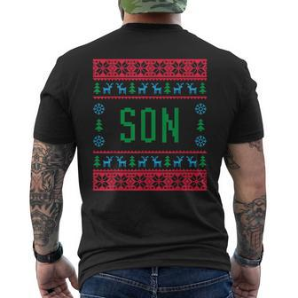 Son Ugly Christmas Sweater Pjs Matching Family Pajamas Men's T-shirt Back Print - Monsterry UK