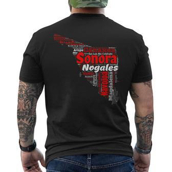 Sonora Mexico Mapa Ciudades Y Municipios Regalo Men's T-shirt Back Print | Mazezy