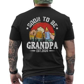 Soon To Be Grandpa 2024 Retro Pregnancy Announcement Dad Men's T-shirt Back Print