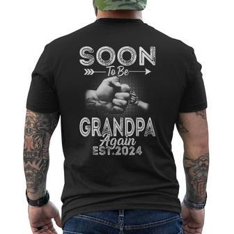 Soon To Be Grandpa Again 2024 Funny Pregnancy Announcement Mens Back Print T-shirt | Mazezy