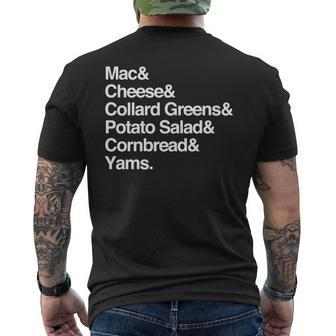Soul Food Sides Dish List - Thanksgiving Homecooked Meal Mens Back Print T-shirt | Mazezy