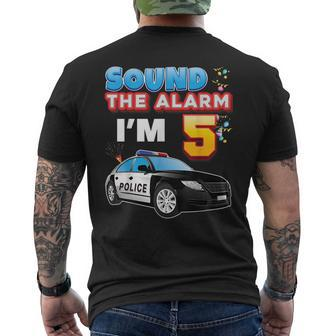 Sound The Alarm Im 5 Happy Birthday 5Th Police Car Year Old Mens Back Print T-shirt | Mazezy