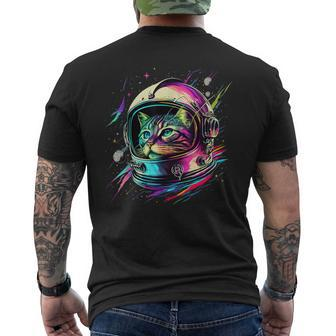Space Astronaut Cat Space Cat Men's T-shirt Back Print - Monsterry