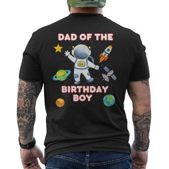 Space Astronaut Planets Birthday Theme Dad Of Birthday Boy Mens Back Print T-shirt - Seseable