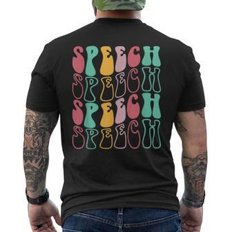 Speech Therapy Retro Speech Language Pathologist Therapist Men's T-shirt Back Print - Seseable