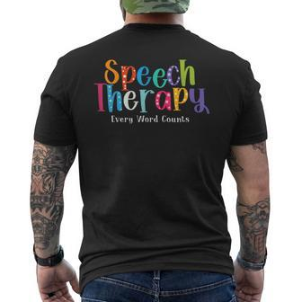 Speech Therapy Speech Language Pathologist Therapist Therapist Funny Gifts Mens Back Print T-shirt | Mazezy