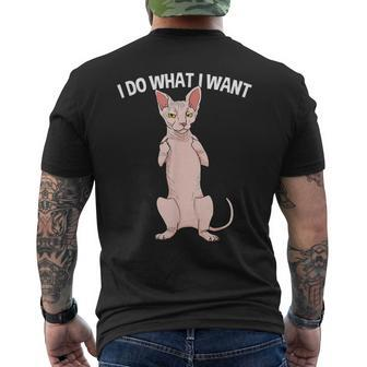 Sphynx Cat Showing Middle Finger I Do What I Want Men's T-shirt Back Print | Mazezy
