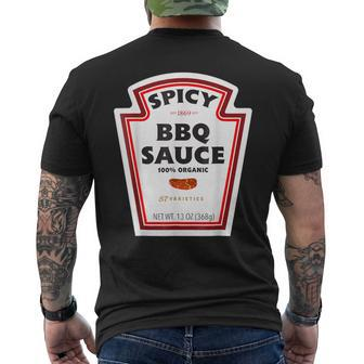 Spicy Bbq Sauce Bottle Label Group Halloween Costume Men's T-shirt Back Print - Seseable