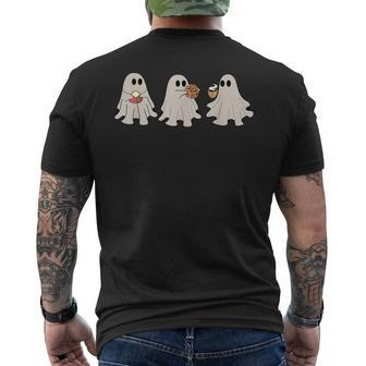 Spooky Halloween Cute Ghosts Eating Conchas Cake Of Mexican Men's T-shirt Back Print - Thegiftio UK