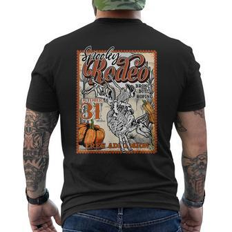 Spooky Hollow Rodeo Western Skeleton Cowboy Halloween Men's T-shirt Back Print - Seseable