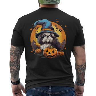 Spooky Shih Tzu Dog Witch Halloween Men's T-shirt Back Print - Seseable